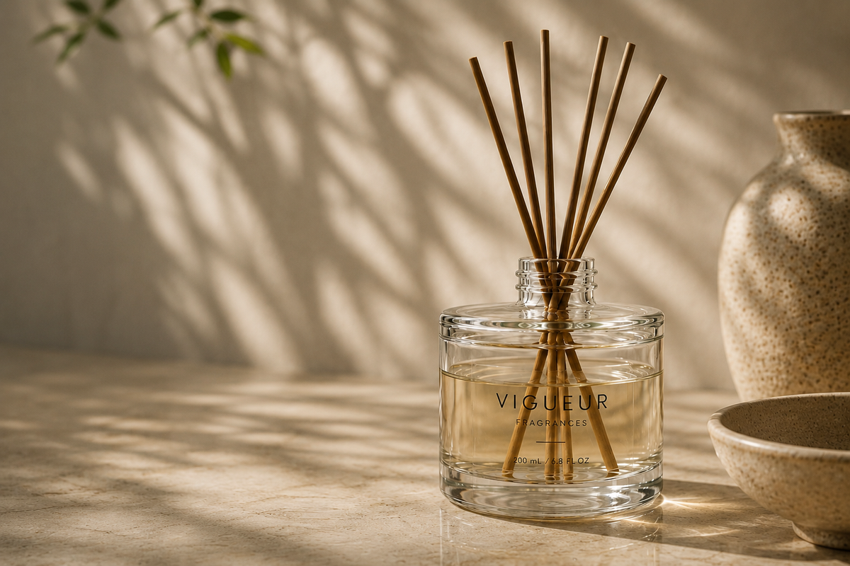 Lifestyle image of a reed diffuser