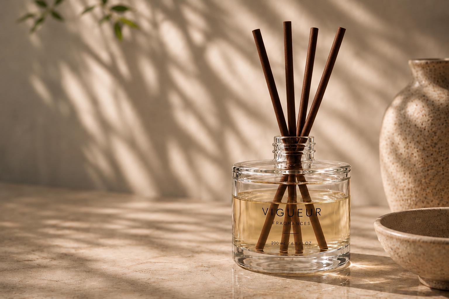 Lifestyle image of a reed diffuser