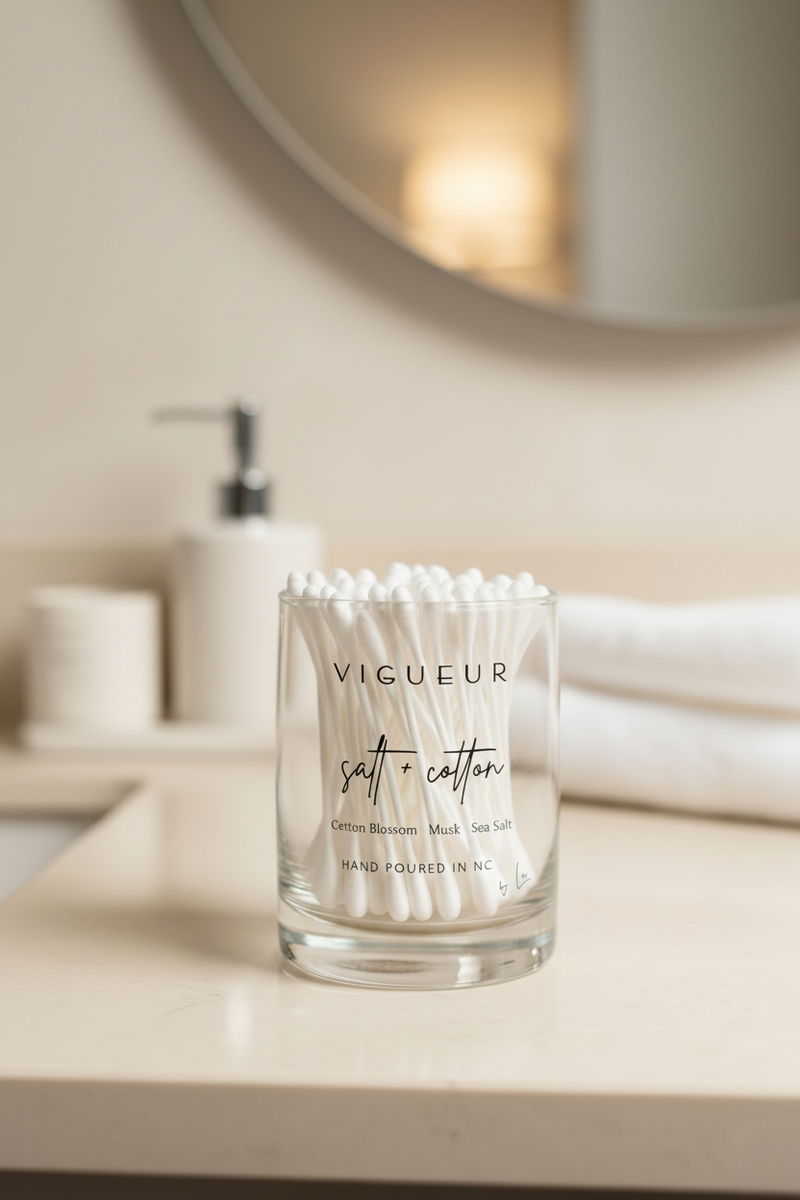 salt + cotton — cotton swabs with mirror