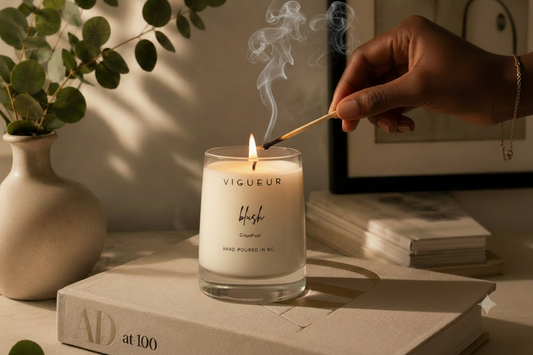 Vigueur Blush candle with smoke final